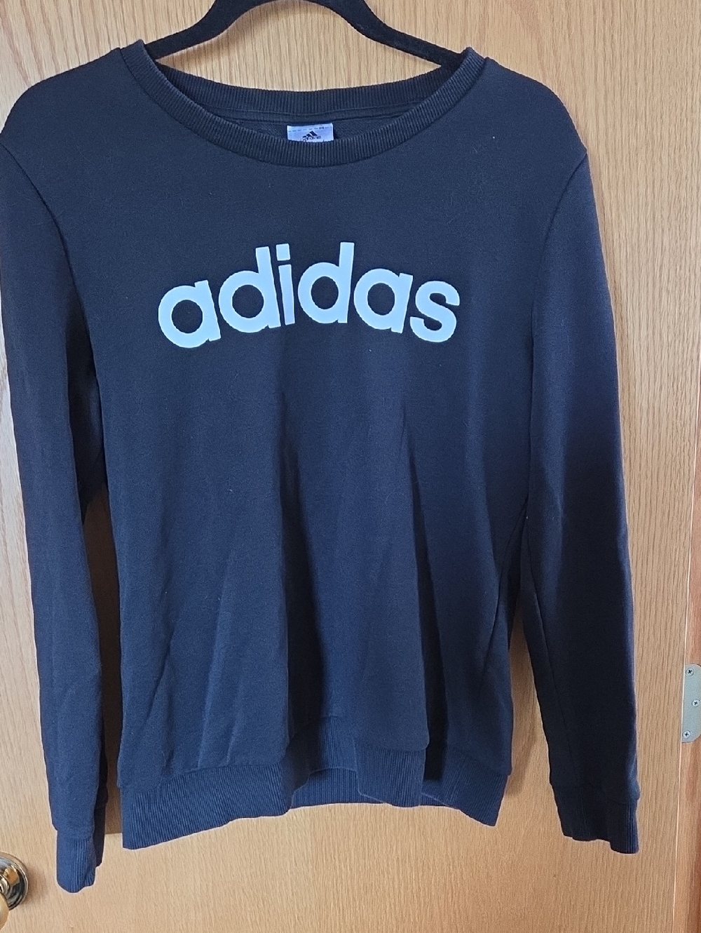 adidas Black Crew Sweatshirt with White Logo